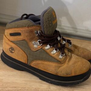 Timberland Men's Tan and Olive Euro Hiker Boots Size 5.5